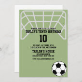 サッカーフィールドスポーツカスタムの誕生日パーティー 招待状 (正面/裏面)