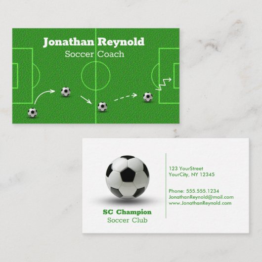 サッカーフィールドボールゲームプランコーチ 名刺 (正面/裏面)