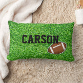 サッカーフィールド芝スポーツNAMEボール楽しい ランバークッション (ブランケット)