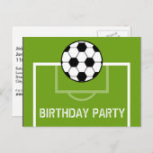 サッカーフィールド誕生日はがき招待状紫 インビテーションポストカード (正面/裏面)