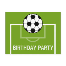 サッカーフィールド誕生日はがき招待状紫