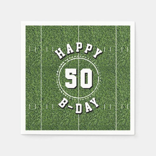 サッカーフィールド50ヤード線50th誕生日パーティー スタンダードカクテルナプキン (正面)