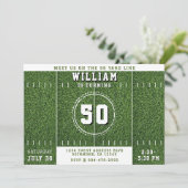 サッカーフィールド50ヤード線50th誕生日パーティー 招待状 (スタンド正面)