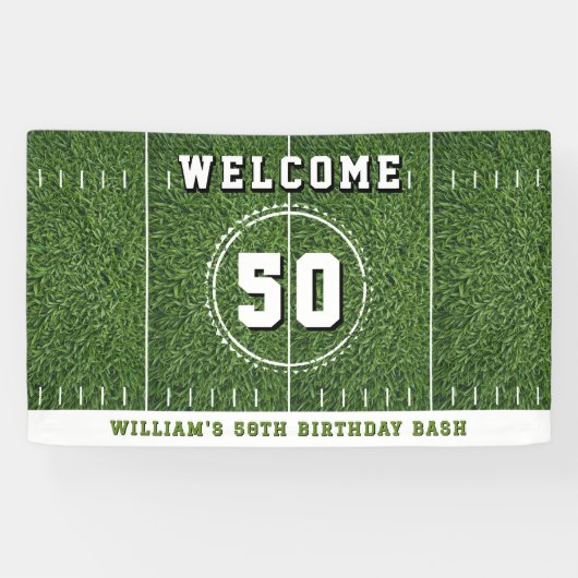 サッカーフィールド50ヤード線50th誕生日パーティー 横断幕 (横)