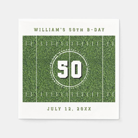 サッカーフィールド50th誕生日パーティー50ヤード線 スタンダードカクテルナプキン (正面)