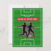 サッカーフィールド フットボール ガールズ バースデーパーティー 招待状 (裏面)