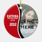 サッカーフォトキープサキーパーレッド セラミックオーナメント (裏面)