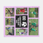 サッカーフォトコラージュ紫 フリースブランケット (正面(横))