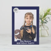 サッカーフォトトレーディングカードバースデーパーティー招待状 招待状 (スタンド正面)