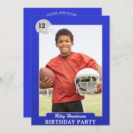 サッカーフォトトレーディングカードバースデーパーティー招待状 招待状 (正面/裏面)