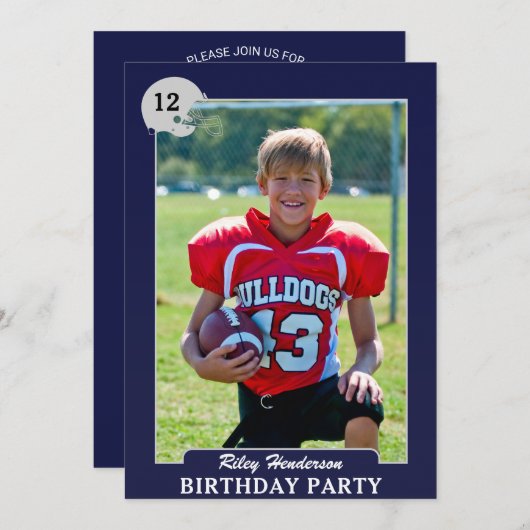 サッカーフォトトレーディングカードバースデーパーティー招待状 招待状 (正面/裏面)