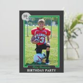 サッカーフォトトレーディングカード誕生日パーティー 招待状 (スタンド正面)