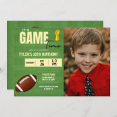 サッカーフォト誕生日パーティーへの招待 招待状 (正面/裏面)