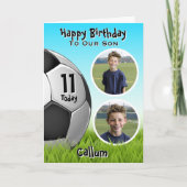 サッカーフォト2枚付き 誕生日カード  何歳でも カード (正面)