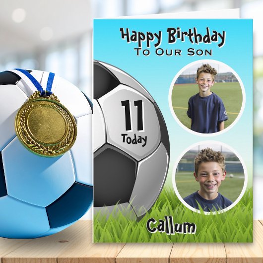 サッカーフォト2枚付き 誕生日カード  何歳でも カード