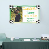 サッカーフォト 卒業おめでとう グリーンとゴールド 横断幕 (トレードショー)