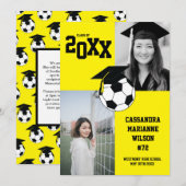 サッカーフォト 卒業 スポーツ イエロー お知らせ 招待状 (正面/裏面)