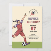 サッカーフットボールガール 招待状 (正面)