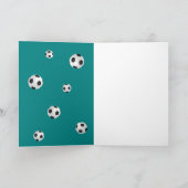 サッカーフットボールコーチ サッカー ボール ティール 写真 サンキューカード (内部)