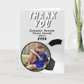 サッカーフットボールコーチ サッカー ボール 写真 サンキューカード (正面)