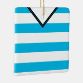 サッカーフットボールジャージーテンプレートオーナメントブルー セラミックオーナメント (右)