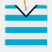 サッカーフットボールジャージーテンプレートオーナメントブルー セラミックオーナメント (正面)