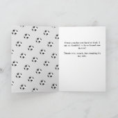 サッカーフットボールスポーツ写真コーチ サンキューカード (内部)