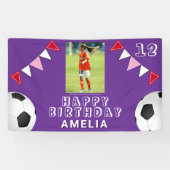 サッカーフットボールボールフラグ写真誕生日 横断幕 (横)