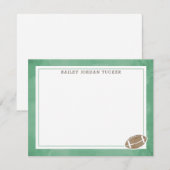 サッカーフットボール水彩グリーンのステーショナリーノートカード ノートカード (正面/裏面)