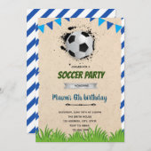 サッカーフットボール誕生日招待状 招待状 (正面/裏面)