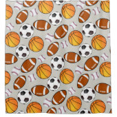 サッカーフットボール野球バスケットボールスポーツテーマ シャワーカーテン (正面)