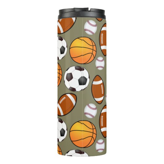 サッカーフットボール野球バスケットボールスポーツパターン タンブラー (裏面)