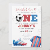 サッカーフットボール1歳誕生日 招待状 (正面)