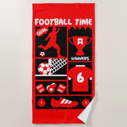 サッカーフットボール ビーチタオル (正面)