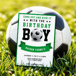 サッカーフットボールBdayボーイ1歳誕生日パーティー 招待状