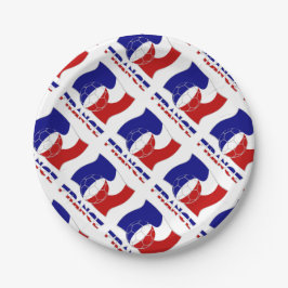 サッカーフランスのボールとフラッグタイル ペーパープレート