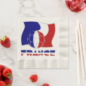 サッカーフランスのボール付き旗 縁ありランチョンナプキン (インサイチュ)