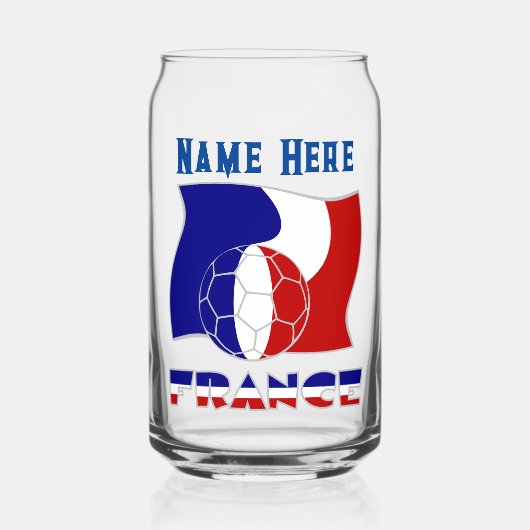 サッカーフランスの球旗パーソナライズされた ガラス缶 (正面)