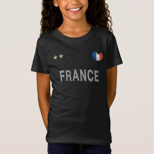 サッカーフランスサッカーファンシャツハート Tシャツ (正面)