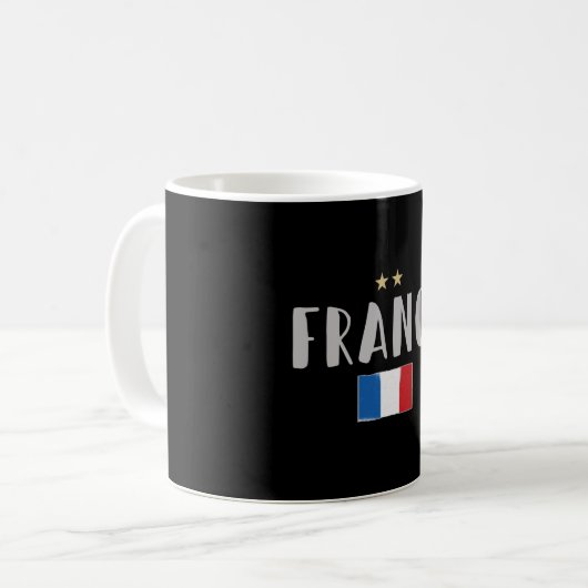 サッカーフランスサッカーファンシャツフランスの国旗 コーヒーマグカップ (正面左)