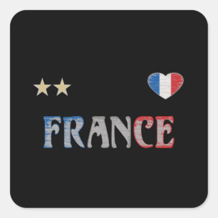 サッカーフランスサッカーファンシャツフランスの国旗 スクエアシール
