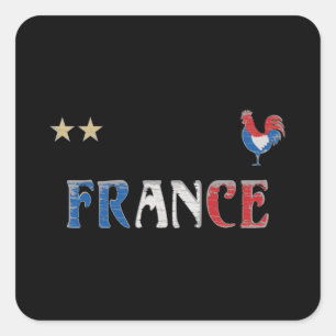 サッカーフランスサッカーファンシャツフランスの国旗 スクエアシール