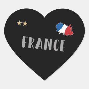 サッカーフランスサッカーファンシャツフランスの国旗 ハートシール