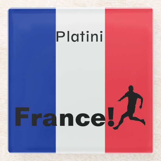 サッカーフランス、カスタマイズ可能 ガラスコースター (正面)