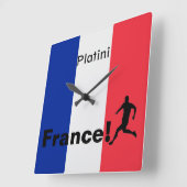 サッカーフランス、カスタマイズ可能 スクエア壁時計 (傾斜)