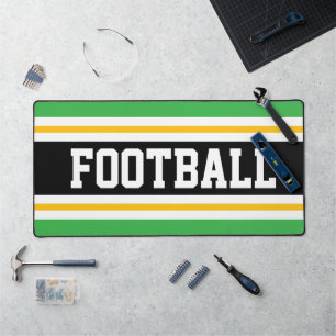 サッカーブライトグリーンブラックイエローレーシングストライプズ デスクマット