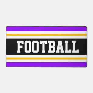 サッカーブライトパープルブラックイエローレーシングストライプズ デスクマット