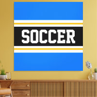 サッカーブライトブルー白黒黄ストライプ色