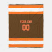 サッカーブラウン、オレンジおよび白パーソナライズされた色 フリースブランケット (正面)