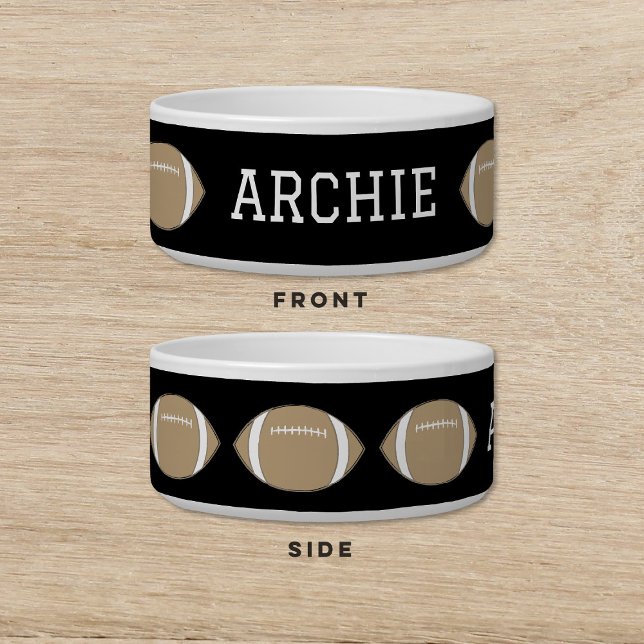 サッカーブラック金ゴールドドッグキャットペット ボウル (クリエイターアップロード済み)